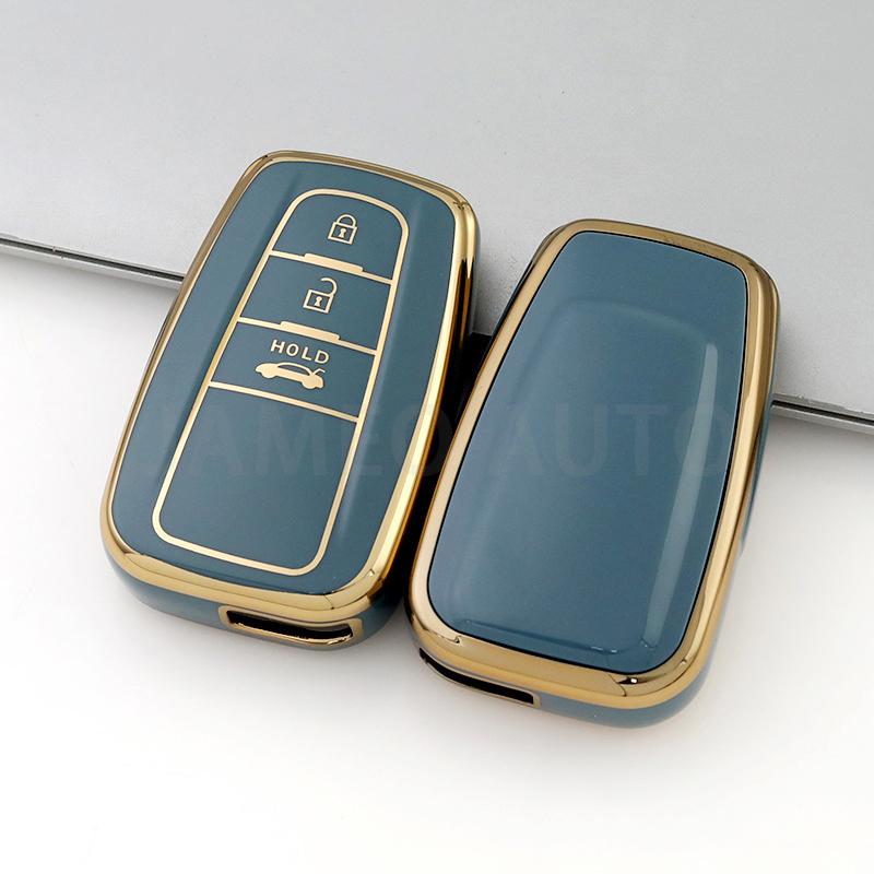 3 Buttons TPU Car Key Case for Toyota Camry CHR Corolla RAV4 Avalon Land Cruiser Prado Prius Anti-scratch Key Cover Fob Keychain