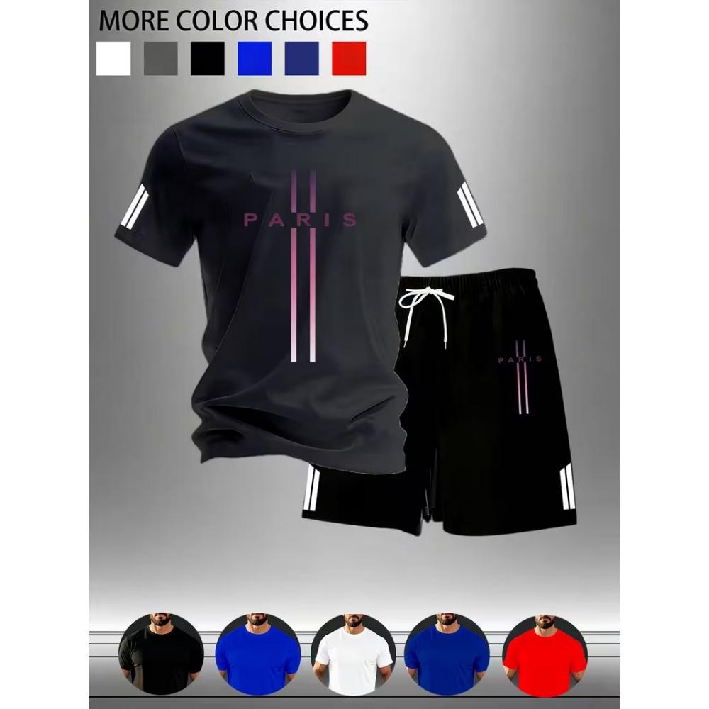 Neue Street Trendy Herren Sommer Atmungsaktiv Sportbekleidung Kurzarm Shorts Leicht Schnelltrocknend Bequem Modisch Sport