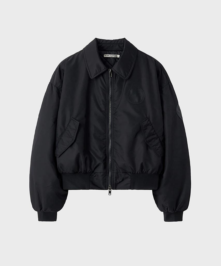 Die Anti-Plattform Gepolsterte Crop Fliegerjacke (Schwarz)