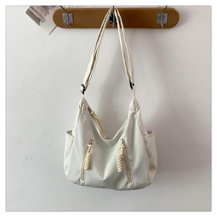 High Aesthetic Fashion Commuter Large Capacity Shoulder Bag Women Casual College Student Class Tote Bag Wide Strap Crossbody Bag