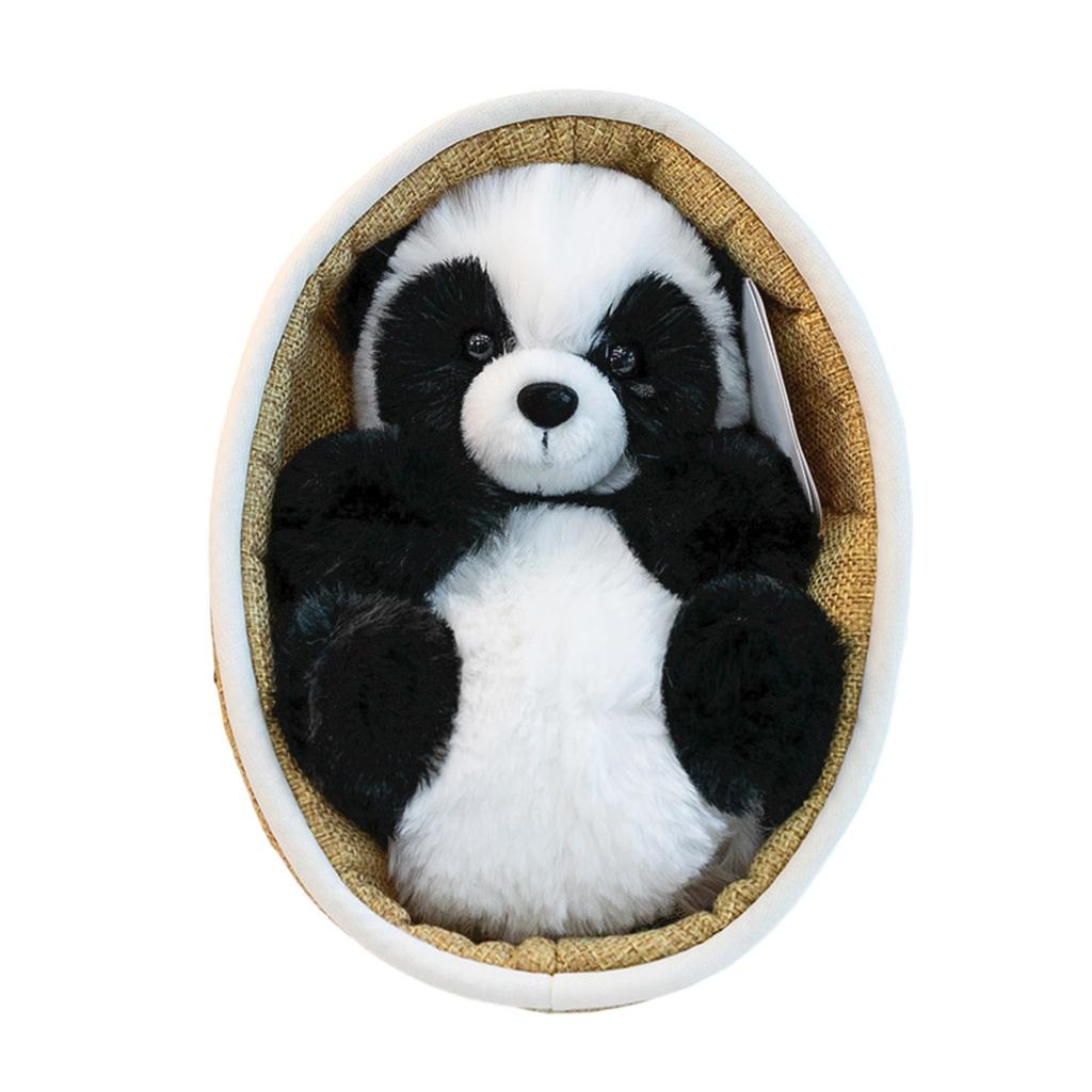 Plush Stuffed Animal Toy with Woven Basket Bed for Children's Gift Decorative Soft Doll