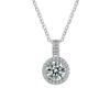 Sterling Round Moissanite Zircon Pendant Necklace Women Lightweight Minimalist Chain Jewelry