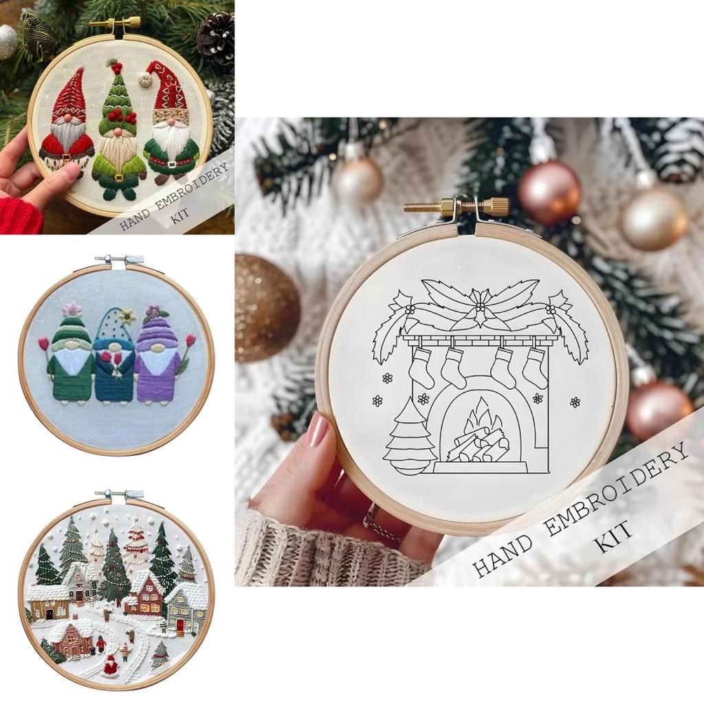 Christmas Embroidery Kit Featuring Unique Floral And Leaf Designs Perfect For Holiday Decor Projects