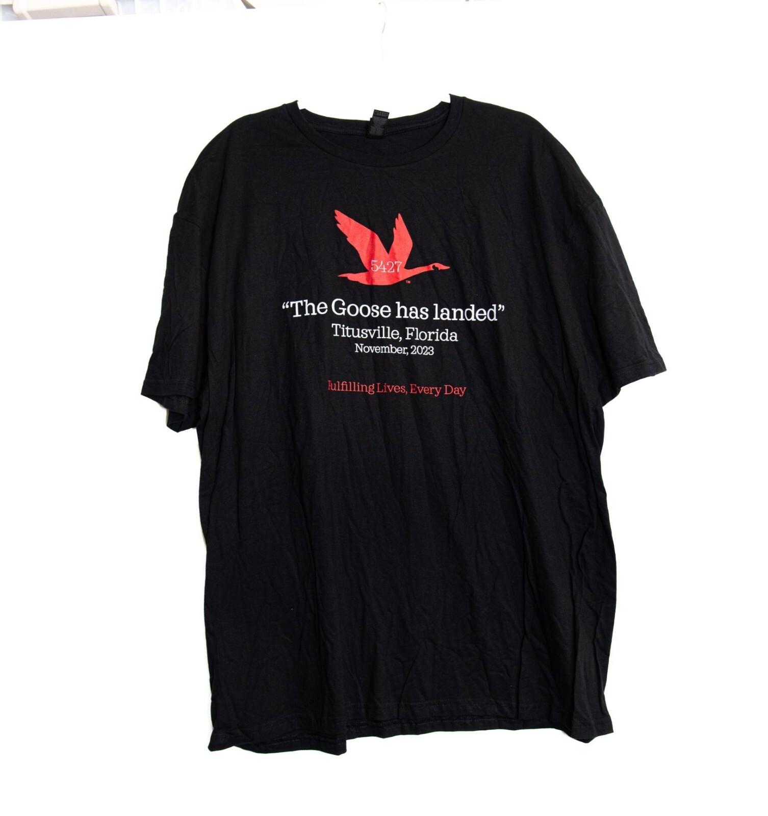 The Goose Has Landed Black Graphic Tee Titusville Florida November 2023 Cotton M