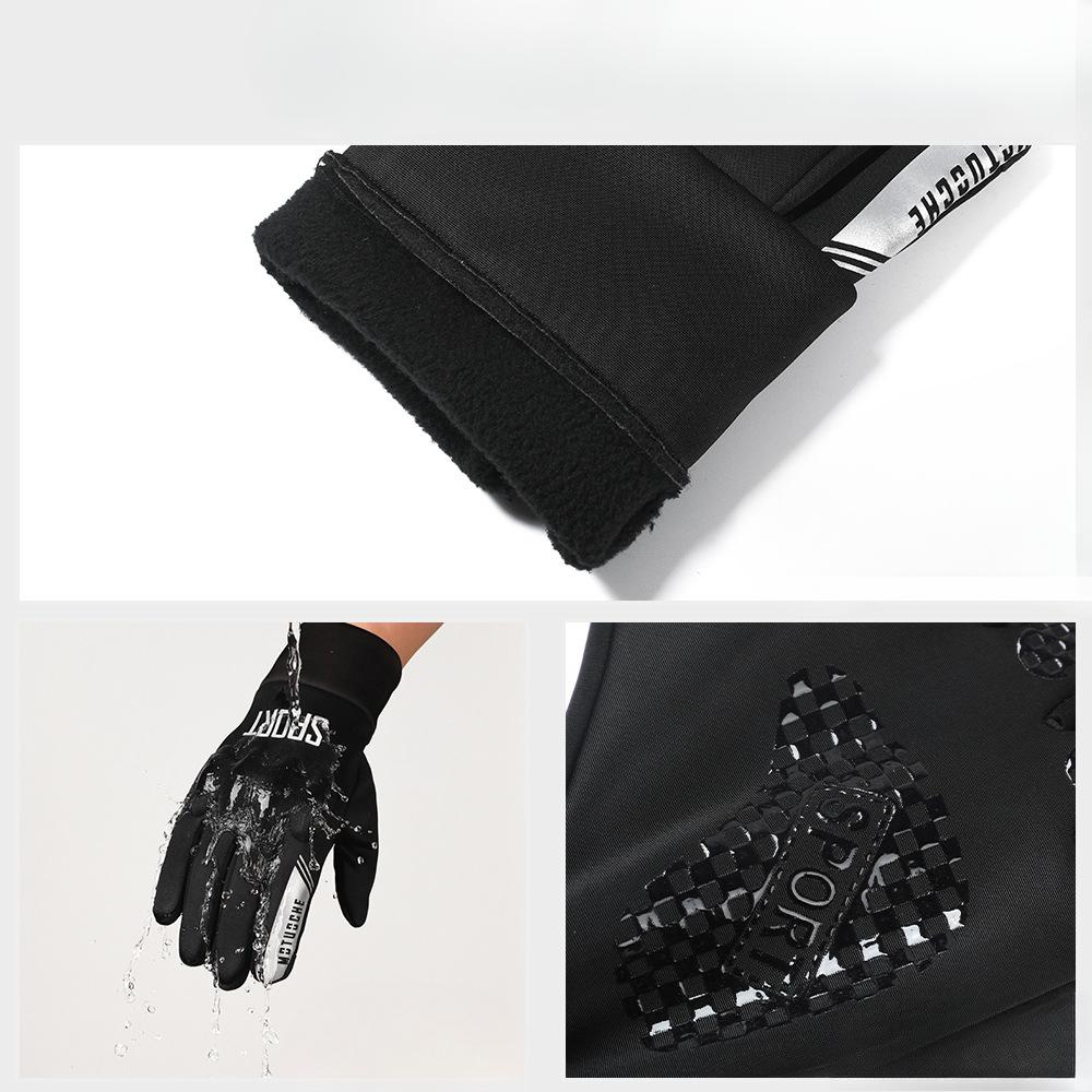 Outdoor Cycling Gloves for Men's Windproof Cold Proof  Waterproof  Plus Sued Fabric  Anti Slip Touch Screen Protective Case  Warm Winter Gloves