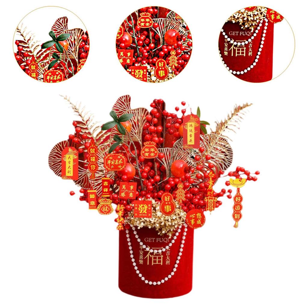 2025 Chinese New Year Decorative Plant Lucky Bucket for Tabletop Use 24inch Height