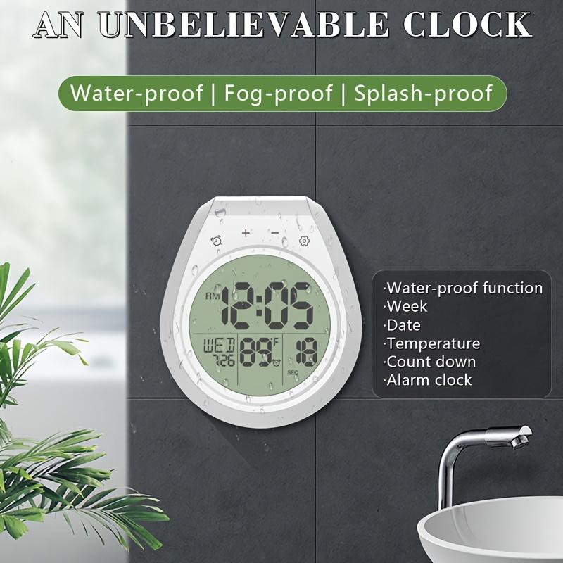 Digital Bathroom Clock with Large LCD Display, Shower Timer and Thermometer, Easy Install with Suction Cup Mount,Temperature Display In Celsius