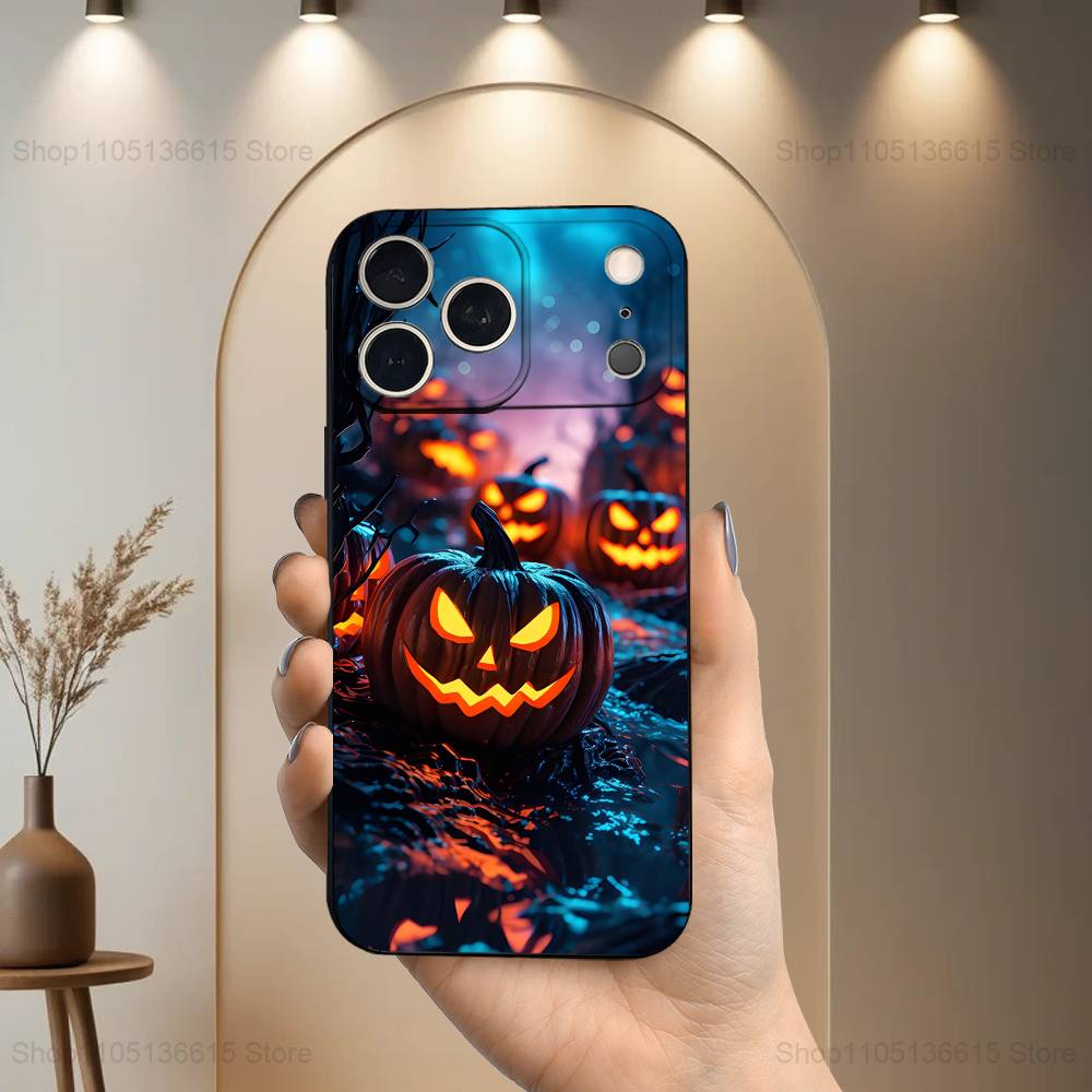 

Festival Halloween Horror Case For iPhone 11,12,15,14,13,16,17,Plus,Pro Max,XS,X,XR,SE,Mini,8,7,Soft Silicone Black iPhone16PROMAX