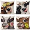 New Creative Cartoon Farmhouse Cow Animal Pillow Case Home Decoration Living Room Car Cushion