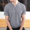 Herren-T-Shirt mit Waffelmuster und V-Ausschnitt, einfarbig, lässiges Sommer-T-Shirt, kurzärmeliges Pullover-Oberteil für tägliche Ausflüge, Heim-Fitnessstudio, Straßenkleidung