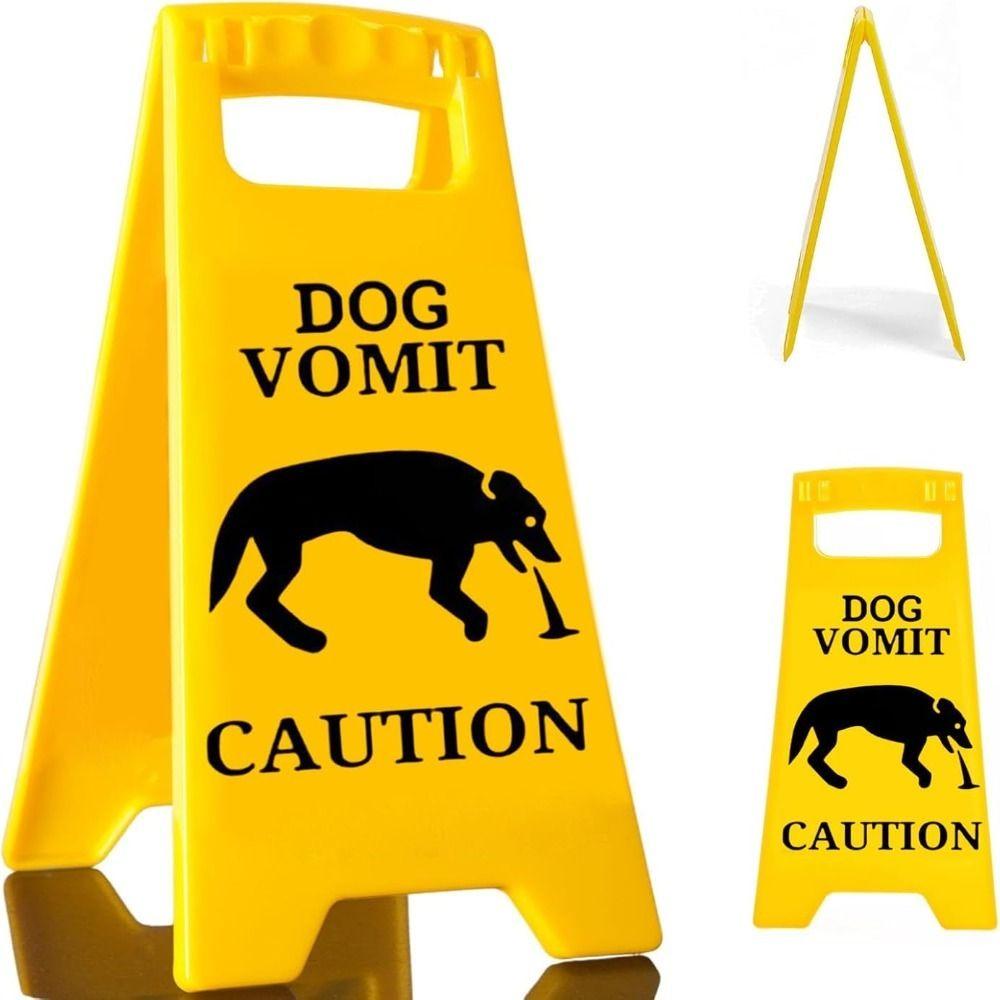 

2 PCS Safety Warning Sign Yellow Cat Vomit Sign Funny Dog Vomit Sign Yard жовтий