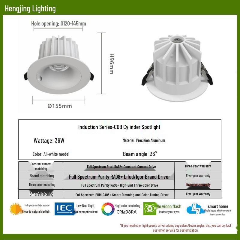 Full-Spectrum Anti-Glare Human Sensor Downlight for Home and Hotel Corridors
