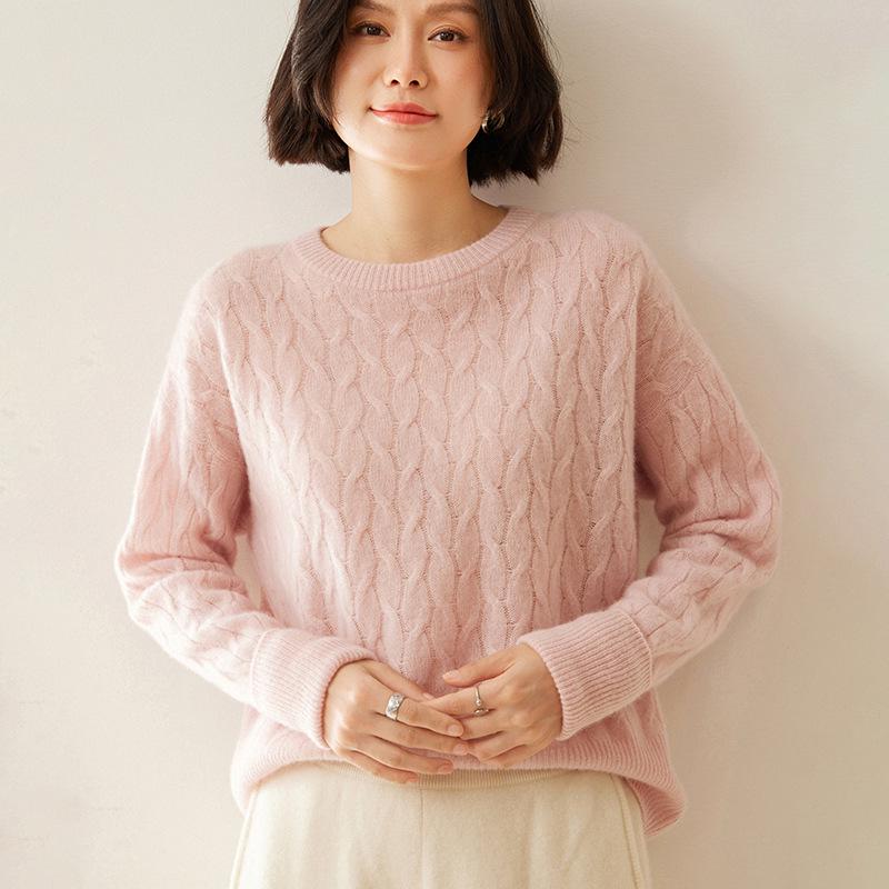 Women's 100% Pure Cashmere Cable Knit Loose Pullover Sweater - Autumn/Winter Luxury Fashion