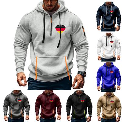 Men's Printed Sweatshirt Hoodie Zipper Arm Pocket Cardigan Men's Sports Large Size Casual Hoodie