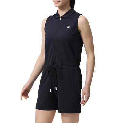 FootJoy Women's Sleeveless Romper Shirt, Black, Size L, FJW-S24-S12, 81963-L