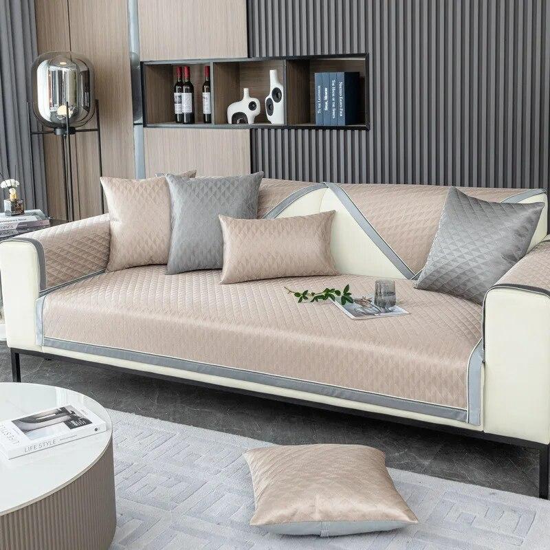 Summer Ice Silk Sofa Cover Cushion Non-Slip Cool Seat Cushion Washed Four Seasons Universal Cool Cushion Rattan Sofa Ice Cover