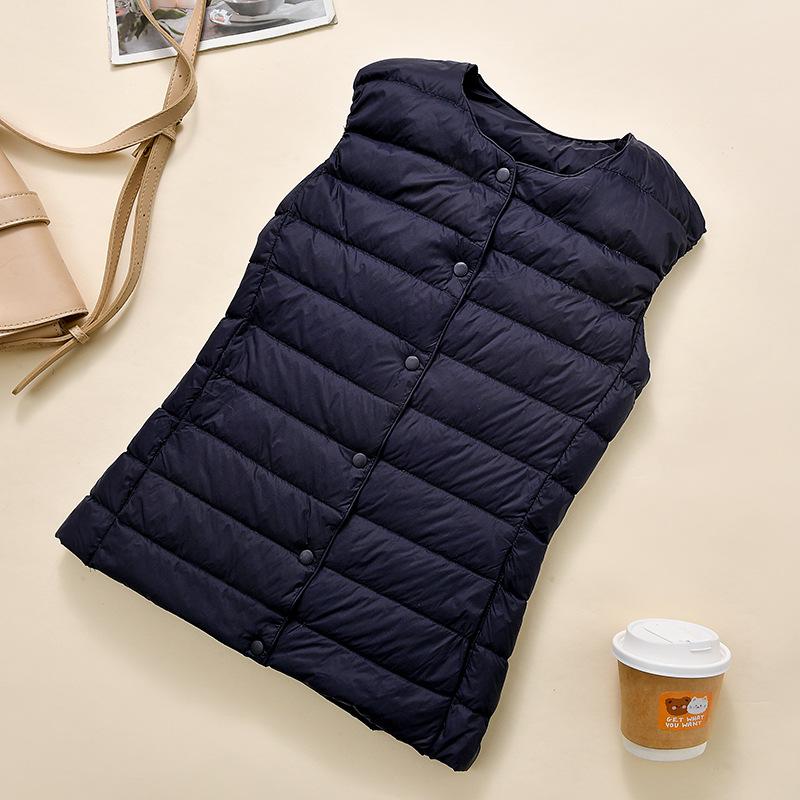 Ultralight Down Vest Women Single-breasted Sleeveless Female Duck Down Waistcoat Puffer Feather Padded Warm Jacket