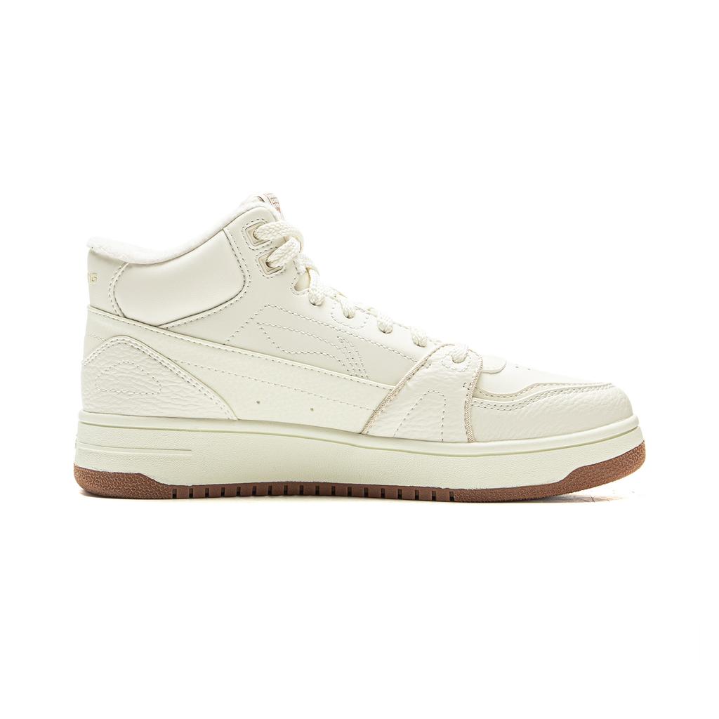 Li Ning Tianji HI Slip Resistant Cushioning Abrasion Resistant Mid Top Skateboard Shoes Women's Mother Of Pearl White AGCV340-5