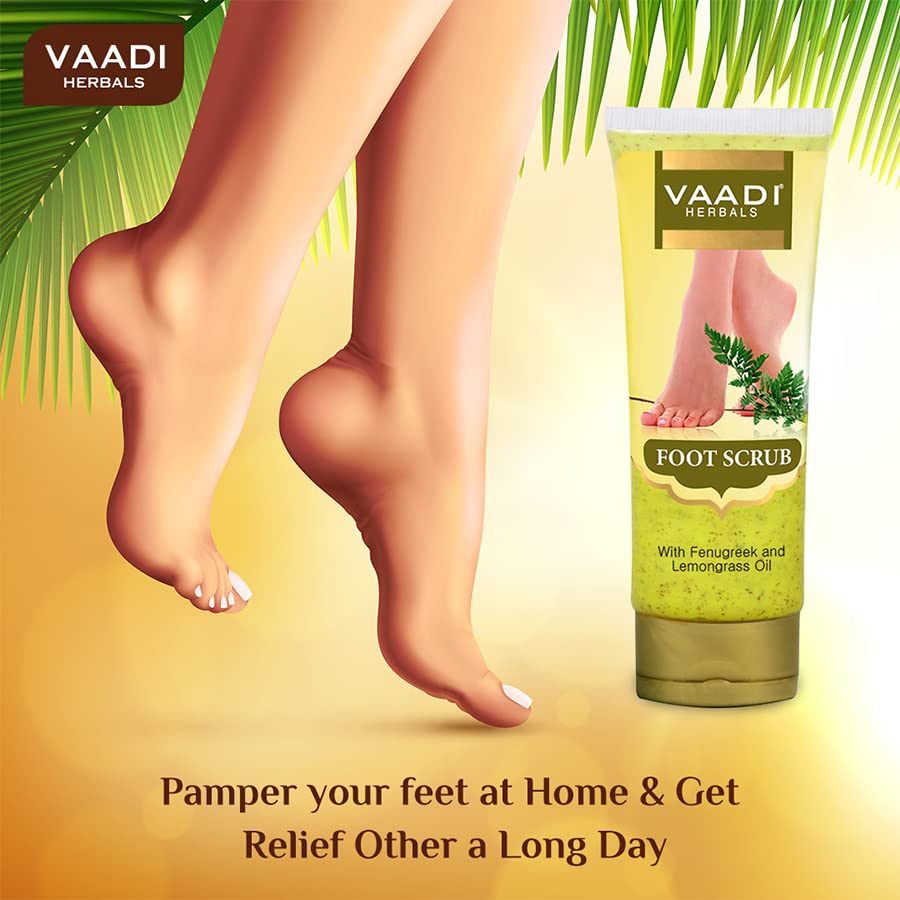 Vaadi Herbals Foot Scrub 110g Pack Of 1 – Exfoliating Walnut, Fenugreek & Lemongrass Oil for Soft Feet