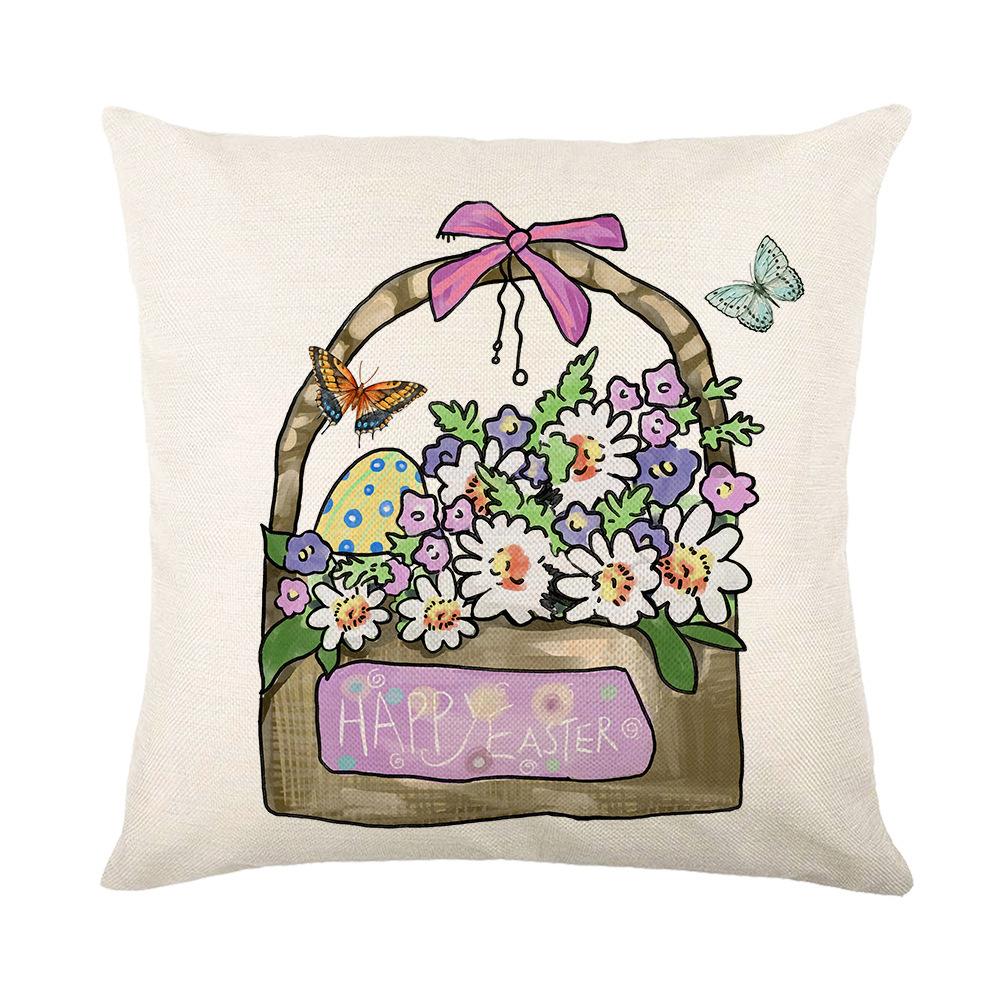 

Весенняя наволочка с принтом пасхального кролика для нового дома, тканевая, для диванной подушки 45 * 45Cm without pillow core