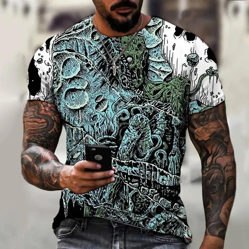 Summer new men's T-shirt 3D printed T-shirt God's Eye mysterious space short sleeved fashion trend plus size top