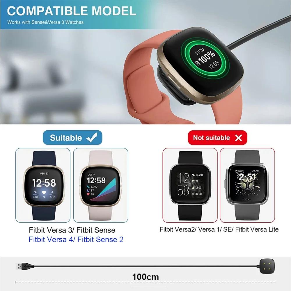 Ladegerät für Fitbit Versa 3 & 4/ Sense 1 & 2, Ersatz-USB-Kabel, Dock-Adapter, magnetisch, 1 m (3,3 Fuß), Smartwatch-Zubehör
