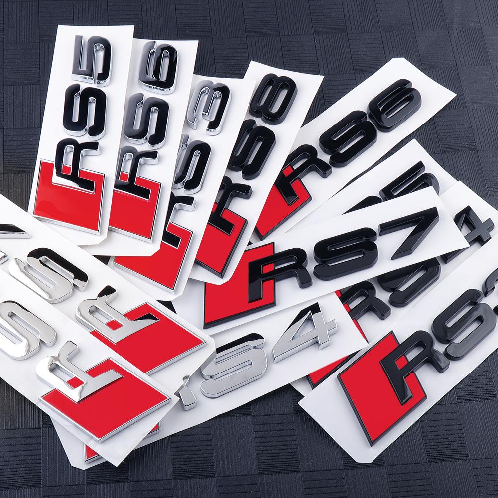 RS3 RS4 RS5 RS6 RS7 RS8 Logo Car ABS Emblem Body Tail Trunk Decoration Sticker Accessories For Audi A1 A2 A3 A4 A5 A6 A7 A8 RS S