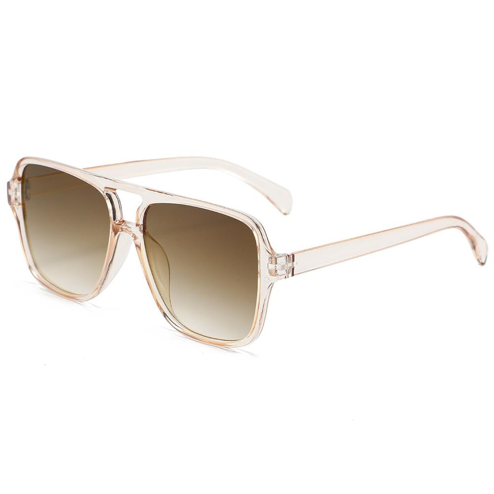 Large Frame Double Bridge Sunglasses For Men, New Fashionable Retro Square Style, Versatile Street Style Sunglasses For Women
