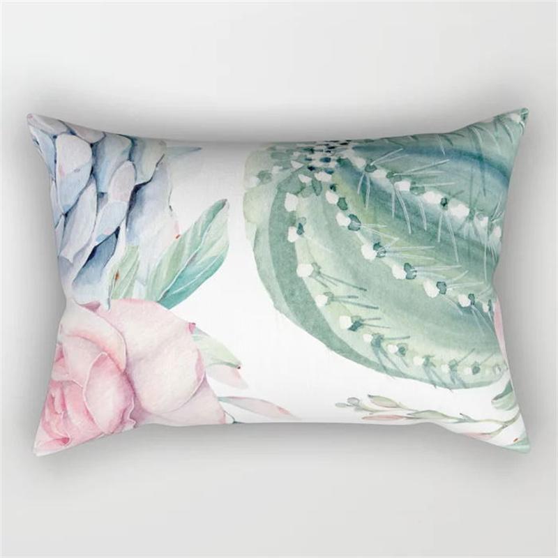 30x50cm Green Tropical Leaves Plant Pillowcase Cactus Flower Polyester Cushion Cover Ins Natural Landscape Pillowslip Home Decor