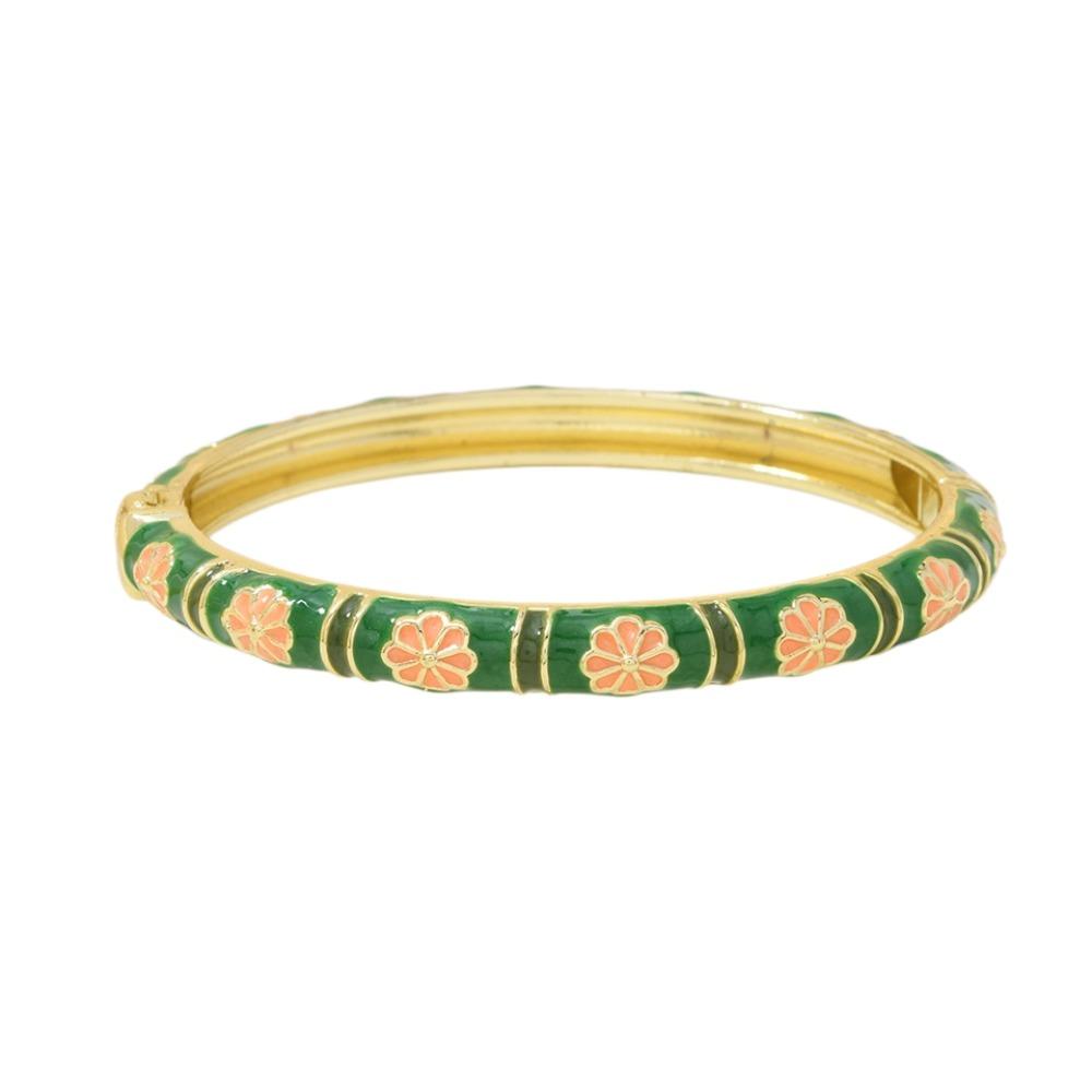 

Colorful Chinese Flower Bangle Enamel Floral Women s Hand Bracelet Vintage Cloisonne Bangle Ladies зелений