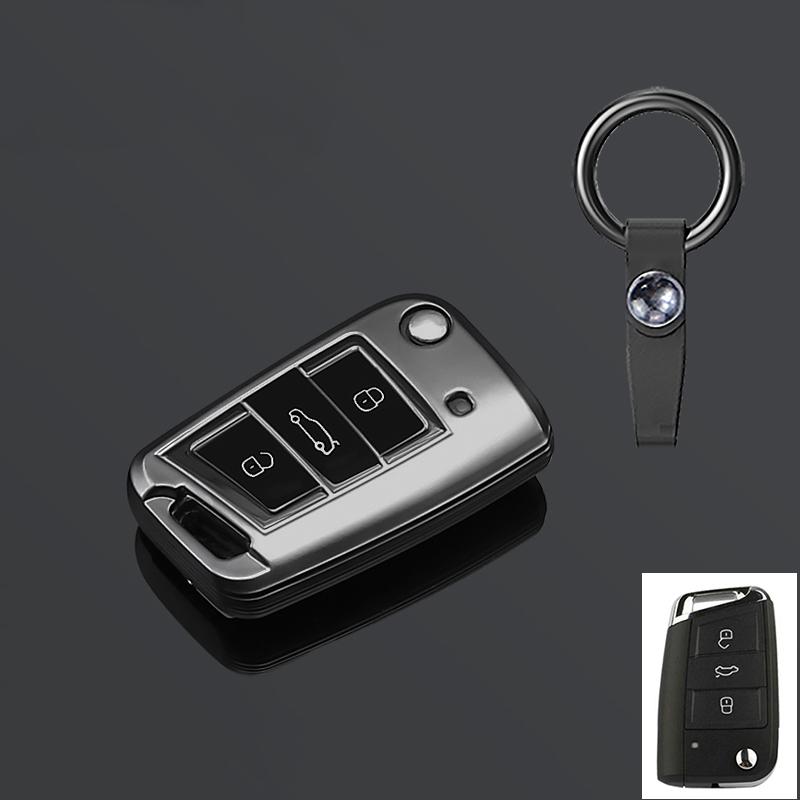 Tpu Car Flip Key Case Cover For Volkswagen Vw Polo Golf Passat Tiguan Beetle Caddy Eos Skoda Octavia Seat Leon Altea