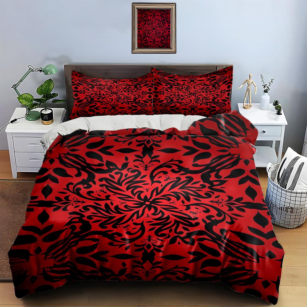 Bold, floral, symmetrical. Bedding Duvet cover sets Duvet covers Pillowcases gifts (1 * Duvet Cover 2 * Pillowcases, without duvet insert)
