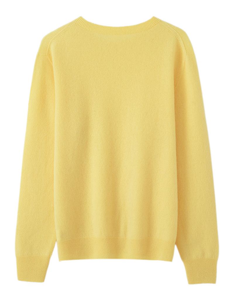 Women's Round Neck Cashmere Sweater - 100% Knit, Versatile Long Sleeve for Autumn/Winter Business Casual