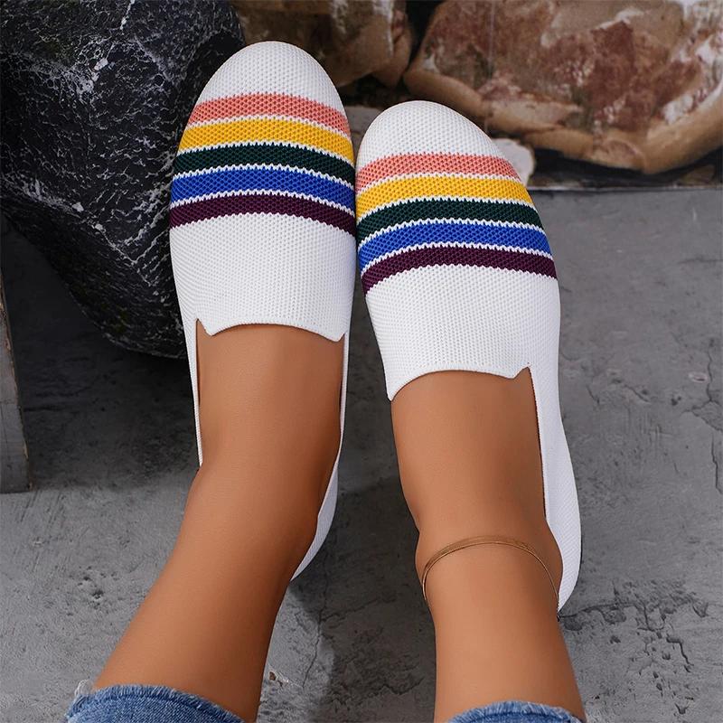 Fashion Women Knitting Flats Loafers Shoes Autumn Fashion Sport Shoes 2024 New Running Casual Shoes Cozy Walking Trend Mujer Zapatos
