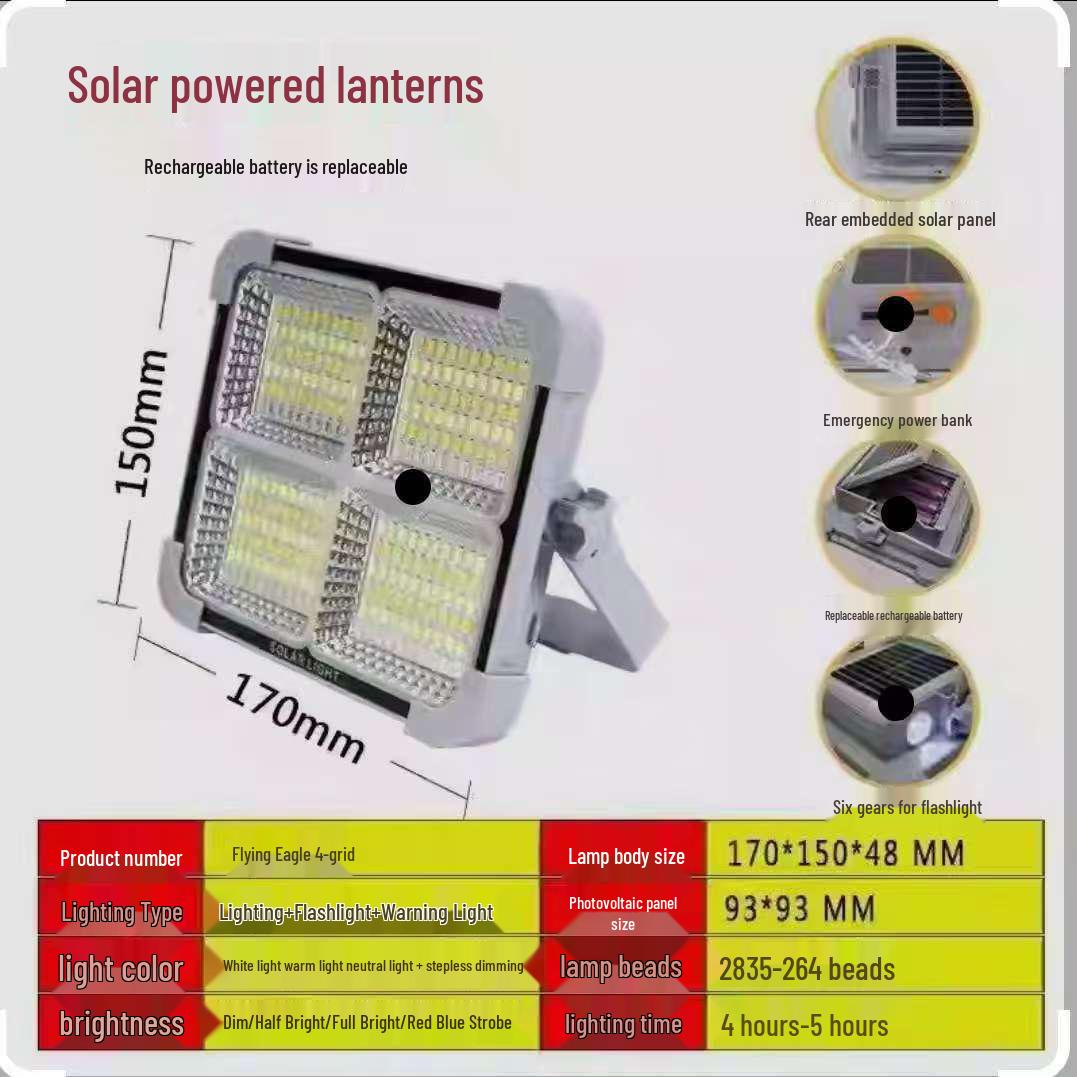 

Multifunctional Solar Outdoor Light: Portable, Long-lasting Courtyard and Emergency Lamp for Night Market Stalls