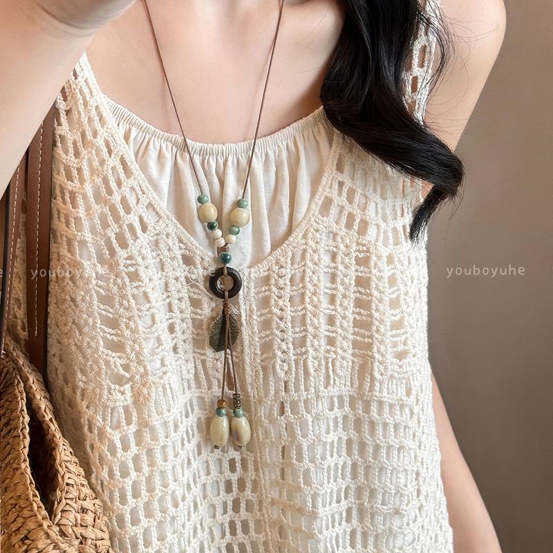 New Chinese Retro Popular Ethnic Style Necklace Women's Versatile Niche Long Sweater Chain High-end Simple Accessories