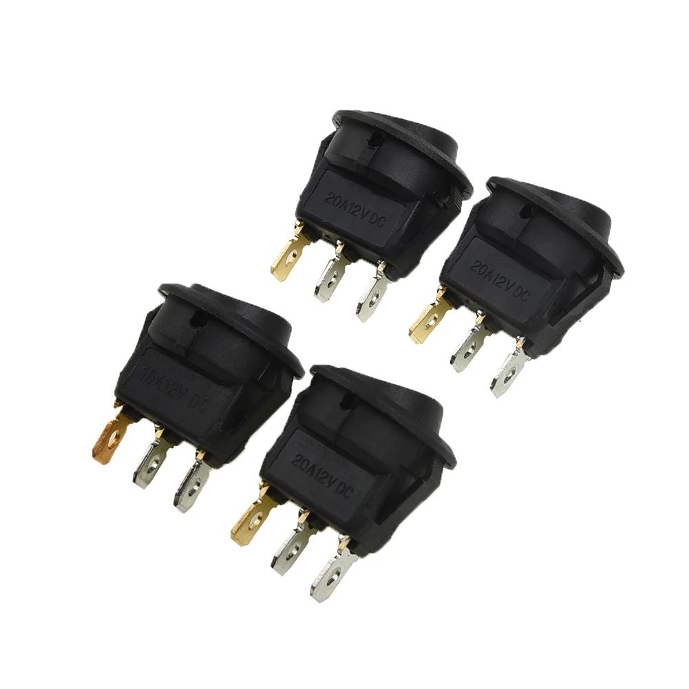 Rocker Switches Plastic Black 4Pcs Round Rocker LED Light Toggle for car flashing lights chassis lights dome lights 4Pc