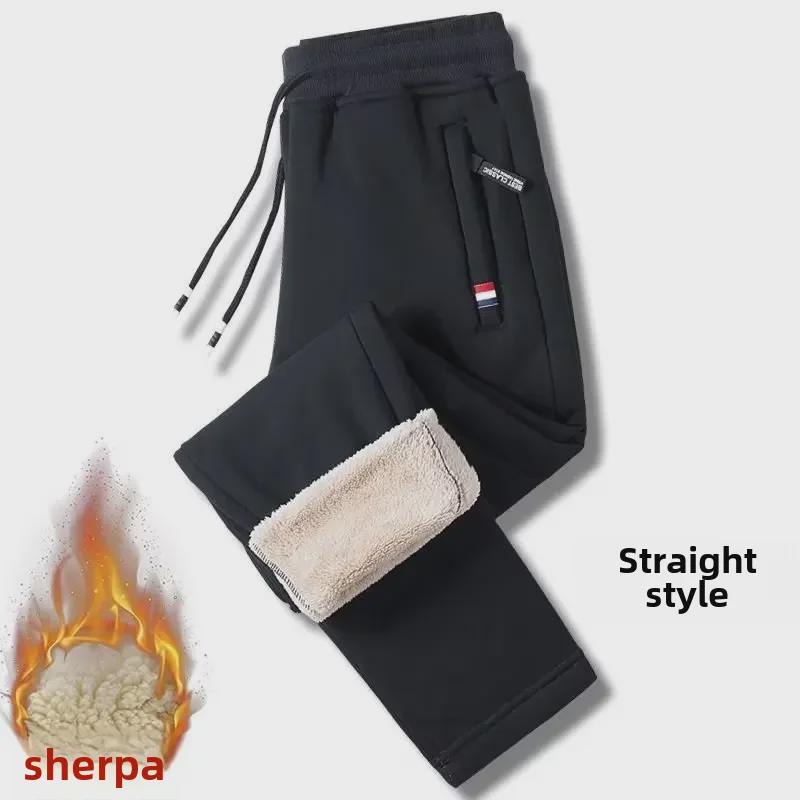 Herren Lammfell Plus Samt Verdickte Winter Lockere Sporthose mit Bündchen