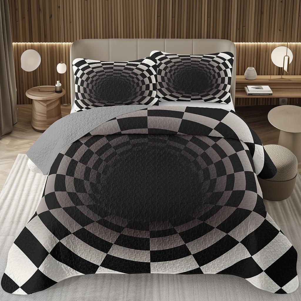Grid Bedspread Black And White Checkered Bedding Set,Farmhouse Buffalo Plaid Coverlet Geometric Gingham Checkerboard Bed Cover