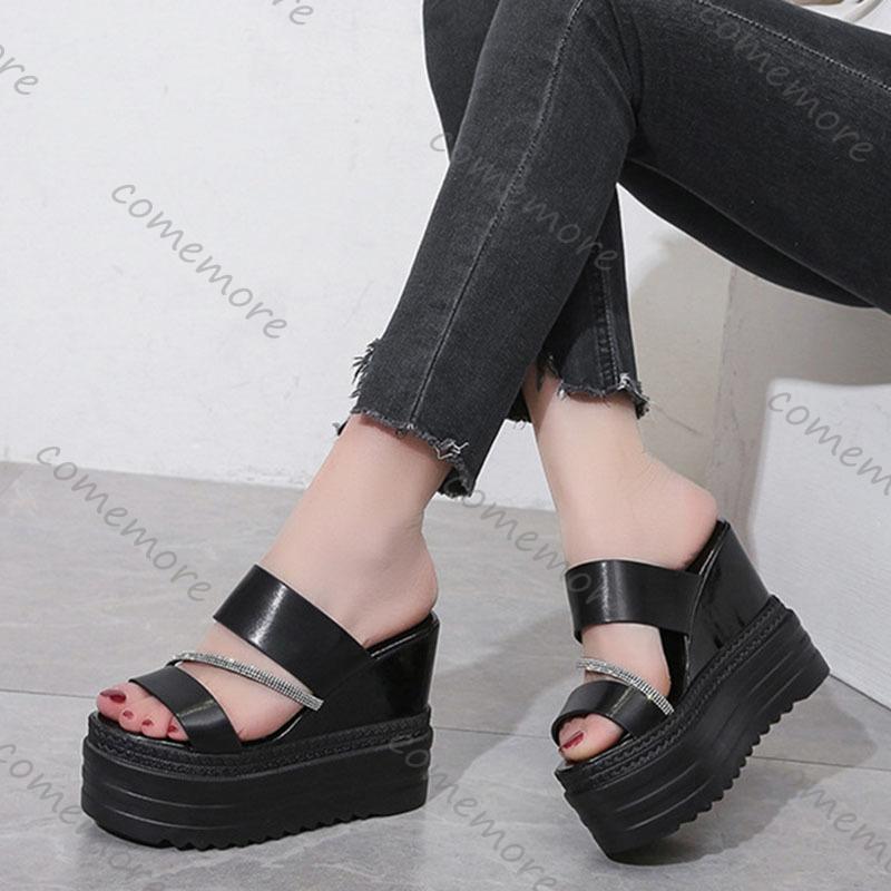 Fashion Comemore Increase Height Thick Bottom Sandals Fashion Wedges 10cm Super High Heel Women Shoes Casual Fish Mouth Sandal Slippers