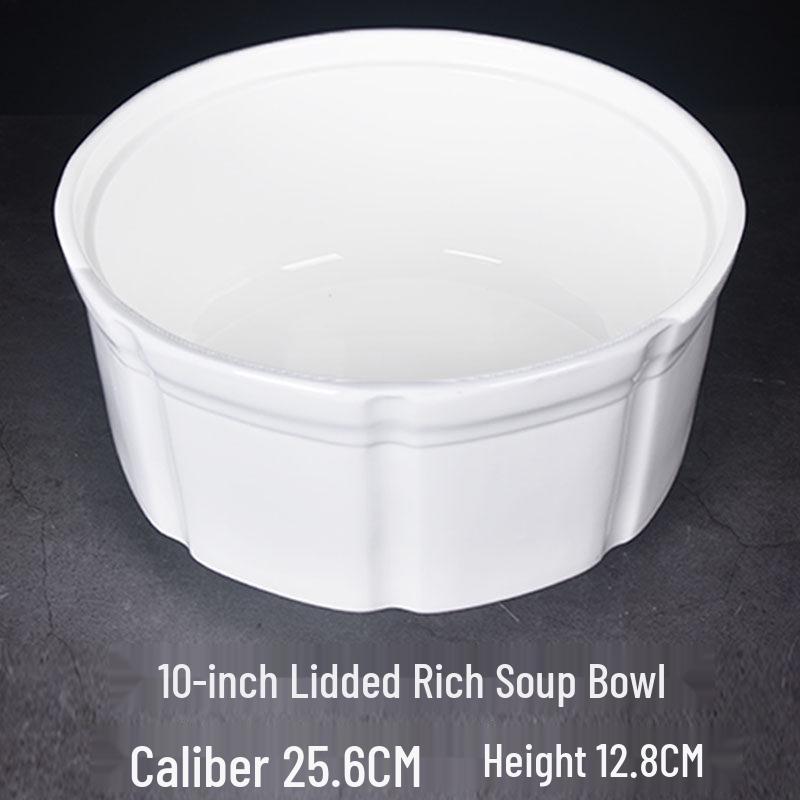 Pure White Ceramic Stew Pot with Lid - Large Double Boiler for Soups, Bird's Nest, Sugar Water, and Steamed Egg Dishes