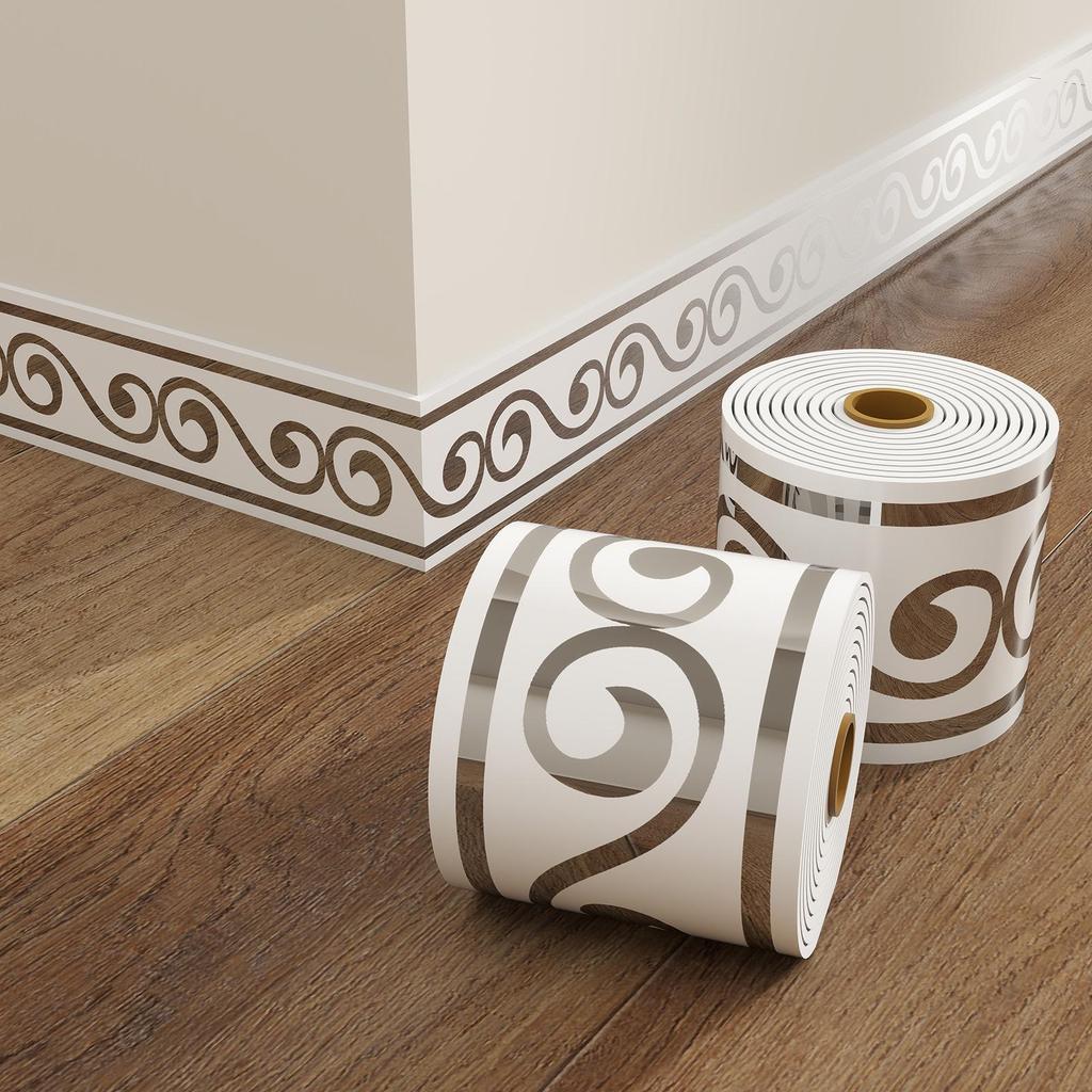 Thickened Waterproof PVC Self-Adhesive Tile-Look Baseboard Sticker