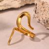 Anelli in Acciaio Inossidabile Moda Minimalista Geometrico Curvo Anello Aperto Texture di Lusso Leggera Anello da Banchetto Zircone Fine Regalo