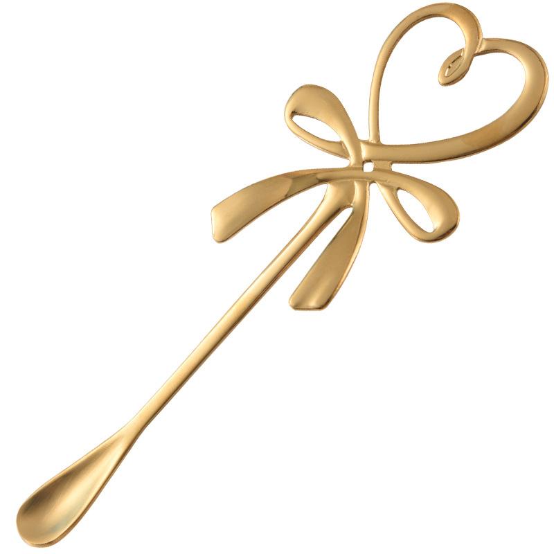 Mini mašlička lžička ve tvaru srdce nerezová kávová čajová dezertní lžička závěsná lžička stolní dekorace příbory