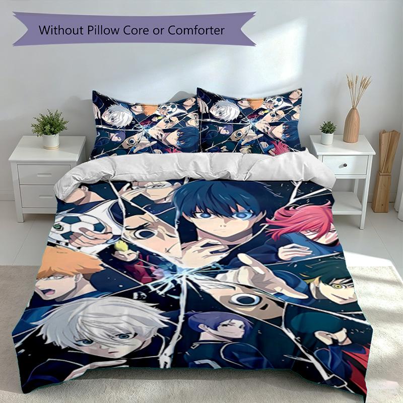 3pcs B-BLUE L-LOCK Themed Duvet Cover Set, Includes 1 Duvet Cover and 2 Pillowcases,Skin-Friendly&Comfortable Fabric,Suitable Bedding Sets