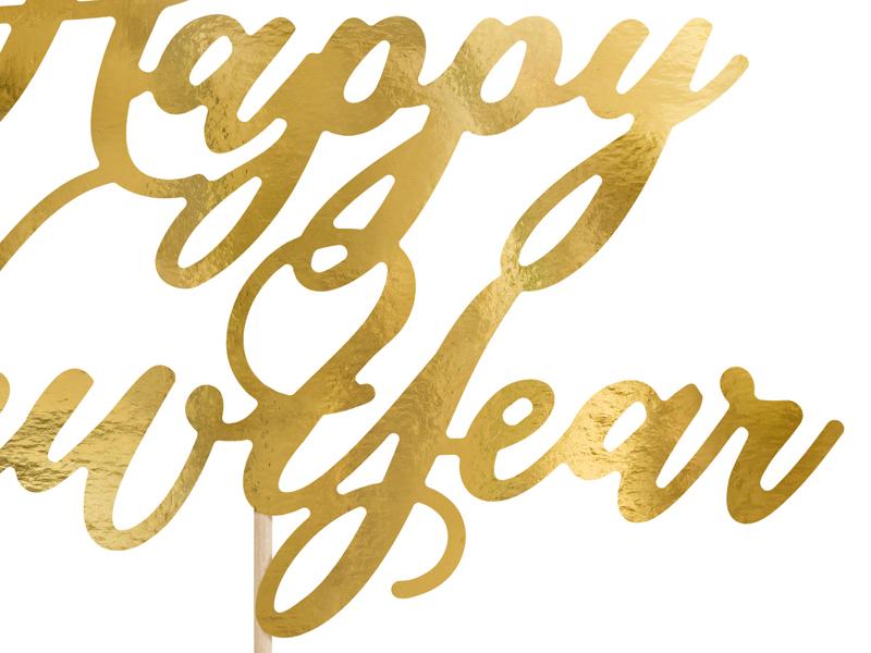 Happy New Year Cake Topper Gold 24cm 1 pcs