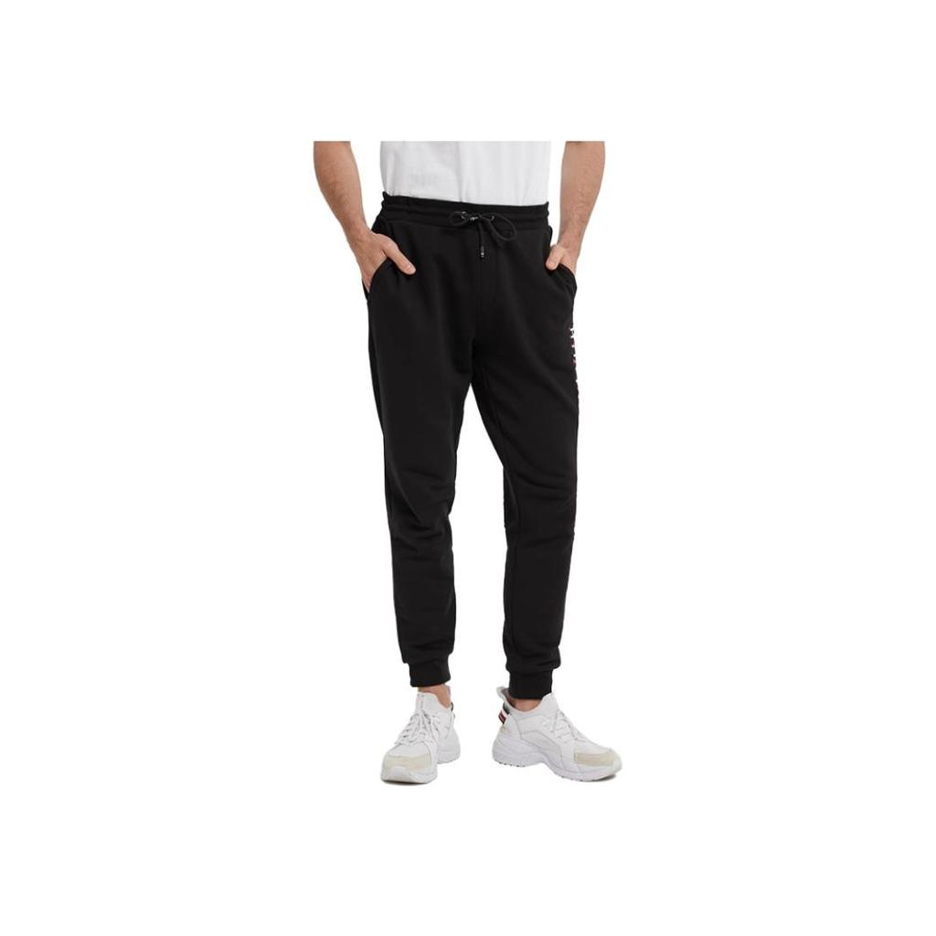 Tommy Hilfiger Minimalist Color Block Letter Embroidered Cotton Casual Pants Men bottoms Black MW0MW22357