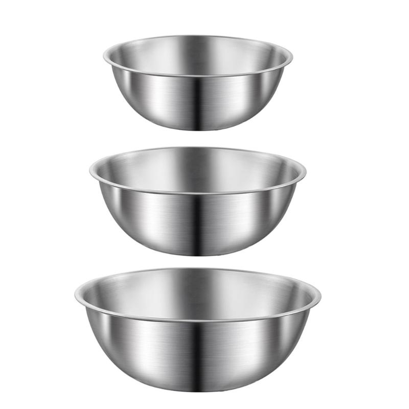 

Set of 3 Mixing Bowls with Internal Measurements Stable Stainless Steel Mixing Bowl Graduated Kitchen Bowls for Baking 1