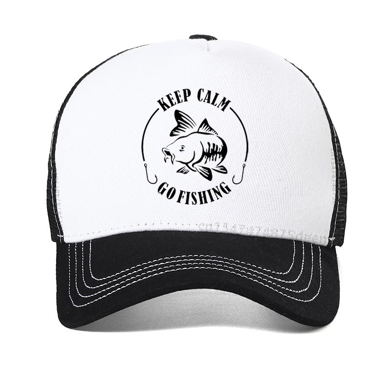 Keep Calm Go Fishing funny Dad hat New Unisex outdoor fishing hunting baseball cap cool Summer Unisex Mesh Breathable Snapback hats