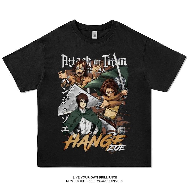 Anime Attack On Titan Trička Nadměrná Velikost Vintage Prané Shingeki no Kyojin Tričko Krátký Rukáv Manga Eren Mikasa Levi Topy Trička